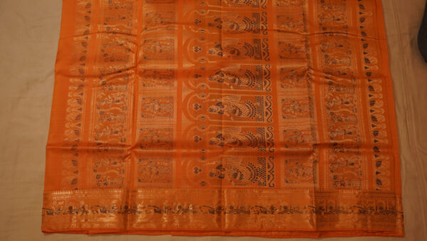 Sunlit Mina Charm: Bishnupur Baluchuri Saree in Golden Yellow - Image 3
