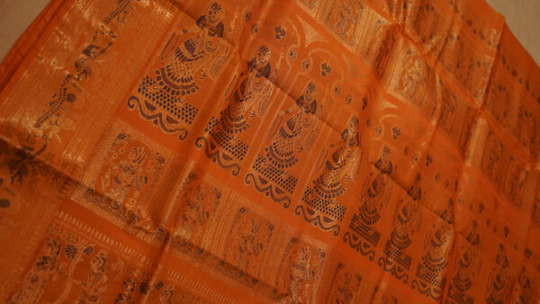 Sunlit Mina Charm: Bishnupur Baluchuri Saree in Golden Yellow